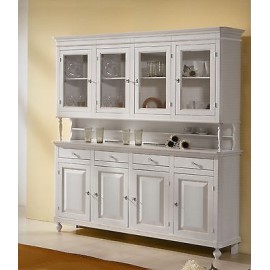 Cómoda de madera base + 4 HABITACIONES escaparate CRISTALLIERA NAPOLETANA blanco mate O Avor