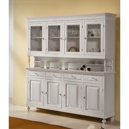 Cómoda de madera base + 4 HABITACIONES escaparate CRISTALLIERA NAPOLETANA blanco mate O Avor