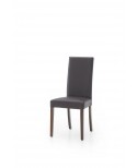 SEDIA IN LEGNO E ECO PELLE IMBOTTITA COL MARRONE MADE IN ITALY
