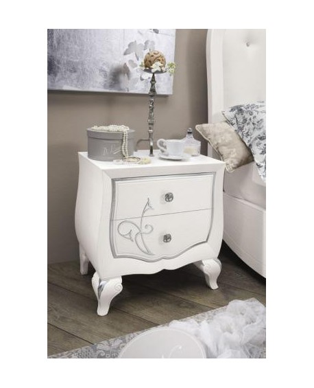 COMODINO IN LEGNO 2 CASSETTI CON DECORO  CHANTAL COLLECTION
