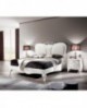 LETTO LEGNO CON TESTATA IN PELLE INTAGLIATO  CHANTAL COLLECTION