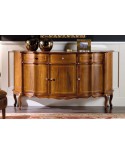 CREDENZA 3 PORTE 3 CASSETTI LEGNO MASSELLO CON INTARSIO L165 P48 H91