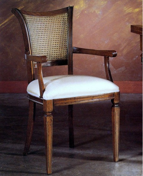 SEDIA POLTRONA IMBOTTITA CON PAGLIA DI VIENNA