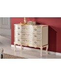 COMO' 3 CASSETTI LEGNO MASSELLO LACCATO BIANCO  L88 P37 H74
