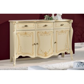 CREDENZA  LEGNO MASSELLO CON INTARSIO DECORATA A MANO L154 P49 H100