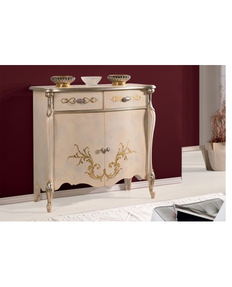 CREDENZA LEGNO MASSELLO CON INTARSIO  DECORATA A MANO