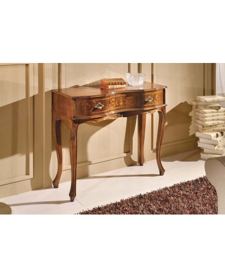 CONSOLLE 1 CASSETTO LEGNO MASSELLO CON INTARSIO