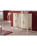 CREDENZA 2 PORTE 1 CASSETTO LEGNO MASSELLO LACCATO BIANCO L87 P42 H90