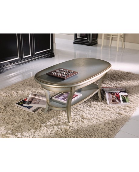 TAVOLINO SALOTTO OVALE LEGNO MASSELLO