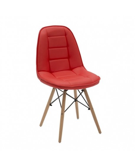 SEDIA ROSSA ECOPELLE STRUTTURA LEGNO