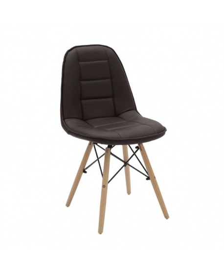 SEDIA MARRONE ECOPELLE STRUTTURA LEGNO