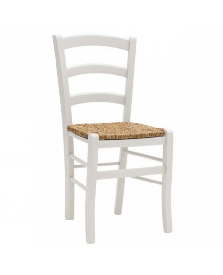 SEDIA BIANCA CON FONDINO IN PAGLIA