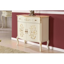 CREDENZA 2 ANTE 1 CASSETTO LEGNO MASSELLO LACCATO BIANCO L87 P38 H 83