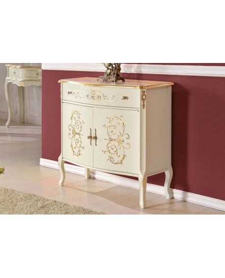 CREDENZA 2 ANTE 1 CASSETTO LEGNO MASSELLO LACCATO BIANCO L87 P38 H 83