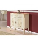 CREDENZA 2 ANTE 1 CASSETTO LEGNO MASSELLO LACCATO BIANCO L87 P38 H 83