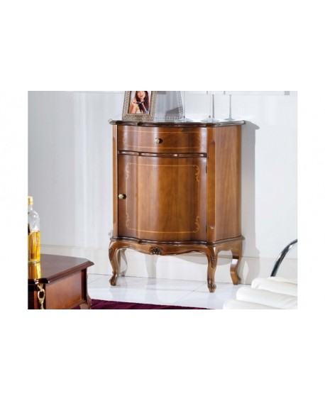 CREDENZA 1 ANTA 1 CASSETTO LEGNO MASSELLO CON INTARSIO  L78 P36 H91