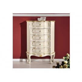 CASSETTIERA 5 CASSETTI LEGNO MASSELLO LACCATO BIANCO  L78 P36 H106