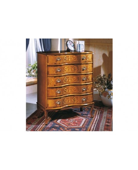 COMO 5 CASSETTI LEGNO MASSELLO CON INTARSIO  L88 P37 H106
