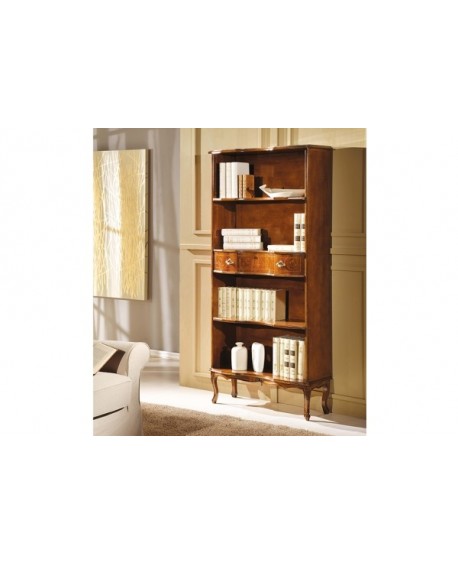 LIBRERIA A GIORNO 1 CASSETTO LEGNO MASSELLO CON INTARSIO  L89 P33 H190
