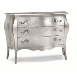 COMO' CASSETTIERA in legno  BOMBATO ARGENTO foglia L 100 P 42 H 85