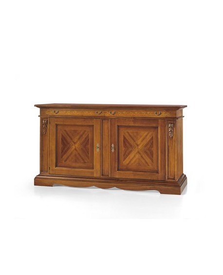 Armario MÓVIL Taraceado BASSANO MADERA SÓLIDA 2 2 PUERTA CAJÓN