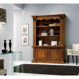 LIBRARY 2 DOORS IN SOLID WOOD CARVED ARTIGIANALE L 164 P 53 H 225