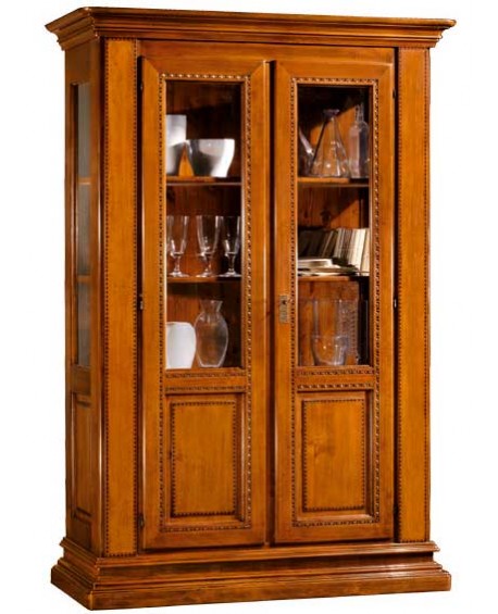 Vitrine 2 DOORS MASSIVHOLZ HOLZ EINGELEGT L 138 P 47 H 196