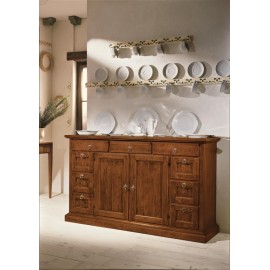 CREDENZA IN LEGNO MASSELLO 2 ANTE E 9 CASSETTI L 160 P 45 H 95