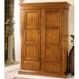 SCHRANK 2 DOORS 2 DRAWERS EINGELEGT MASSIVHOLZ HOLZ L 145 P 62 H 204