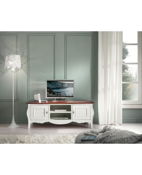 DOOR TV GLOSS WHITE BICOLORE SOLID WOOD L 160 P 50 H 61