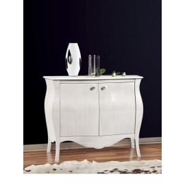 CREDENZA 2 ANTE BOMBATA LACCATA BIANCA L 120 P 54 H 94
