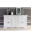 CREDENZA SOLID WOOD LACCATO BIANCOE SILVER LEAF L 210 P 55 H 110
