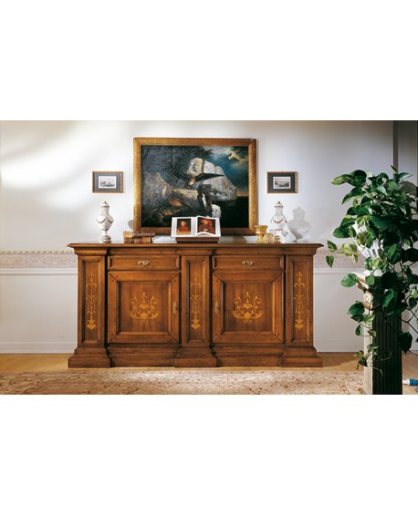 CREDENZA STYLE BASSANO INTARSIATA SOLID WOOD L 240 P 55 H 116