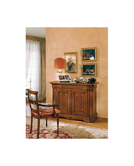 CREDENZA STILE BASSANO INTARSIATA LEGNO MASSELLO L 240 P 55 H 116