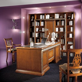 DESK INTAGLIATA SILVER LEAF WOOD MESSELLO L 185 P 90 H 80