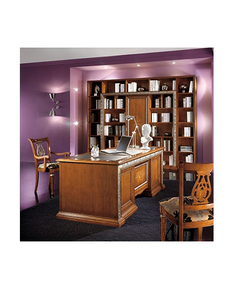 DESK INTAGLIATA SILVER LEAF WOOD MESSELLO L 185 P 90 H 80