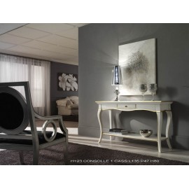 TABLE CONSOLE WOOD COL WHITE AND GOLD BICOLORE 135 p 47 h 80
