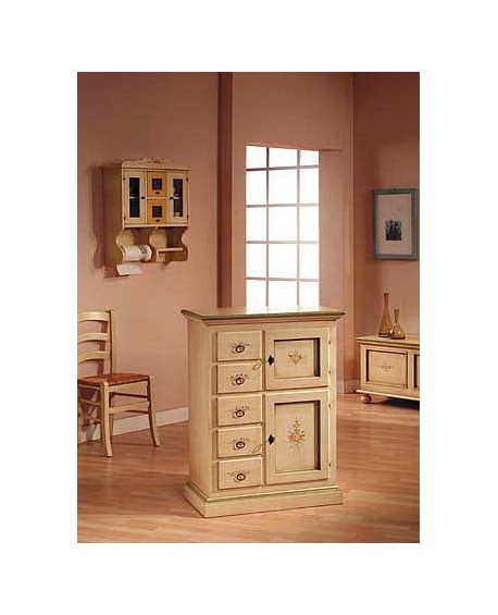 Armario cajón de SOLID MADERA decorados a mano L 75 P 40 H 100