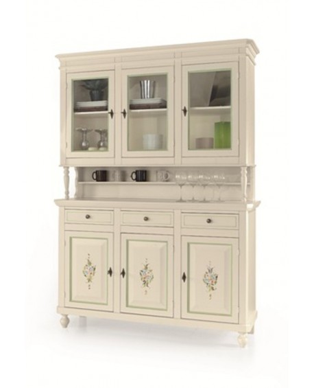 CREDENZA CRISTALLIERA 3 ANTE DIPINTO LACCATO BIANCO