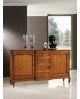 CREDENZA BICOLORE LEGNO MASSELLO - BIANCO ANTICATO E NOCE CHIARO COUNTRY CLASSICO