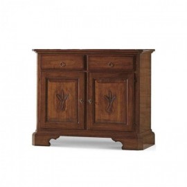 CRISTALLIERA  CREDENZA + VETRINA INTAGLIATA IN LEGNO MASSELLO L 162 P 42 H 228