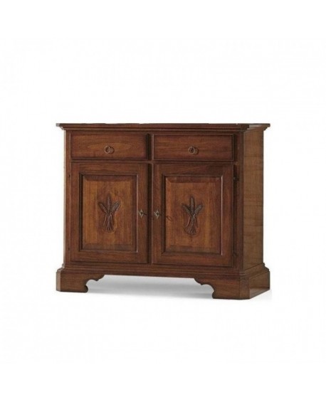 CRISTALLIERA  CREDENZA + VETRINA INTAGLIATA IN LEGNO MASSELLO L 162 P 42 H 228