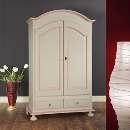 SCHRANK 2 DOORS ELFENBEIN antikem Dekor WIRE PINK GEMALTEN