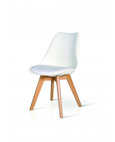 SEDIA moderna design legno naturale e imbottita eco pelle