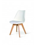 SEDIA moderna design legno naturale e imbottita eco pelle