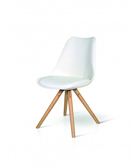 SEDIA MODERNA DESIGN LEGNO NATURALE E IMBORRITA ECO PELLE