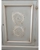 MOBILE CREDENZA CON ALZATA VETRINA  LEGNO MASSELLO ARTIGIANALE DECORATO