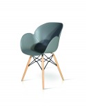 SEDIA DESIGN LEGNO E POLIPROPILENE COLORE GRIGIO
