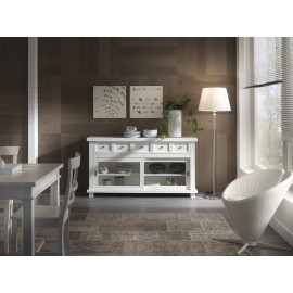 CREDENZA DISPENSA LEGNO MASSELLO VETRINA COUNTRY DESIGN L 160 H 86 P 45