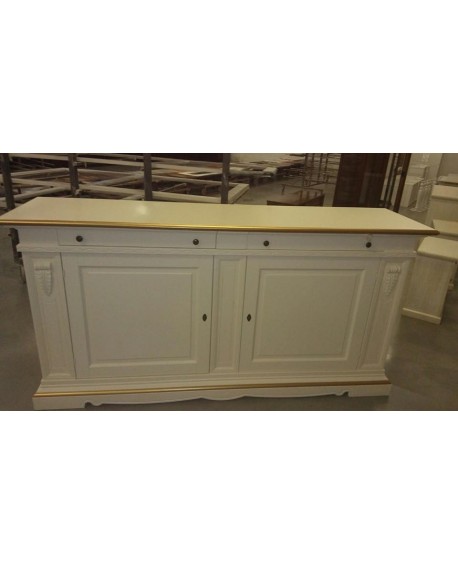 TAM cupboard DRESSER WITH WOOD DECORATED MATT WHITE GOLD